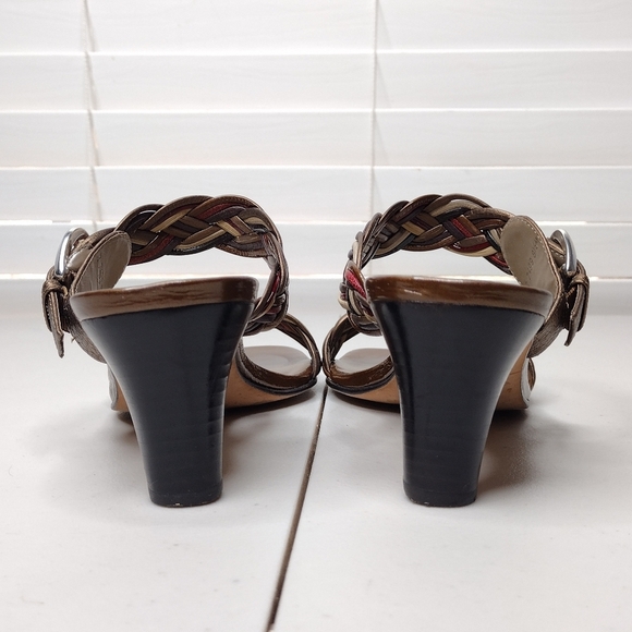 Brighton Fiji Women's Double Cable Strap Slip-On Casual Heel Sandals Sz 8.5 - Picture 6 of 16